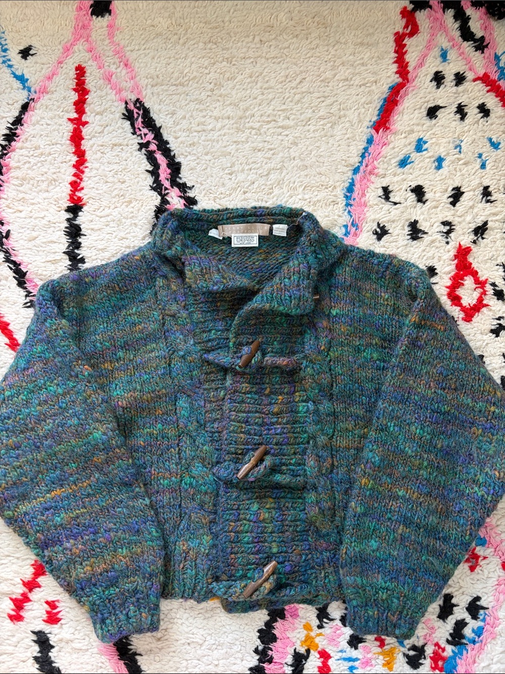 Vintage Perry Ellis Wool Toggle Sweater Cardigan